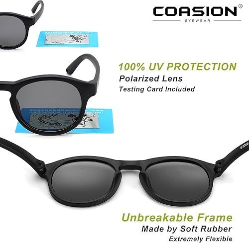 Miniatura 7 de COASION Los primeros lentes de sol para bebés con correa, redondos, flexibles, 400 UV, polarizados, para niños de 0 a 2 años