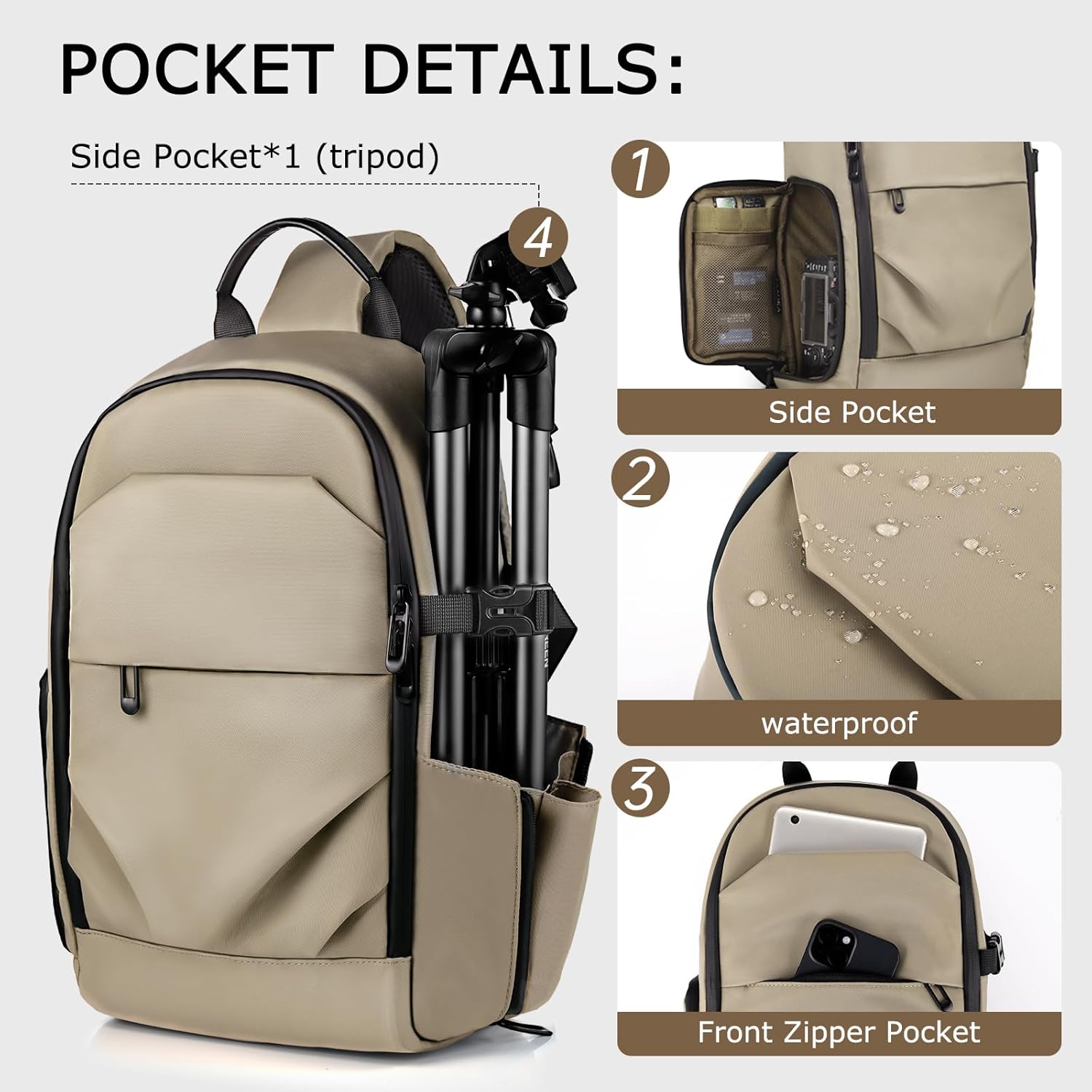 Camera Sling Bag, DSLR/SLR/Mirrorless Camera Backpack Case Shockproof Photography Backpack with Tripod Holder & Removable Modular Inserts Compatible with Canon/Nikon/Sony/Fuji