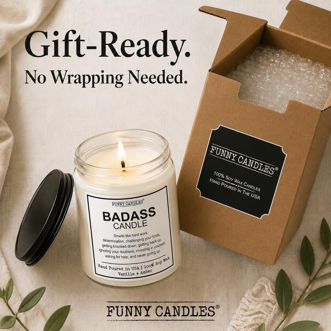 Congratulations Gifts for Women - Funny Congrats, New Job, Promotion & Graduation Gift for Her, Coworker, Boss, Best Friend - Vanilla Soy Candle, 45 Hr Burn, USA Made