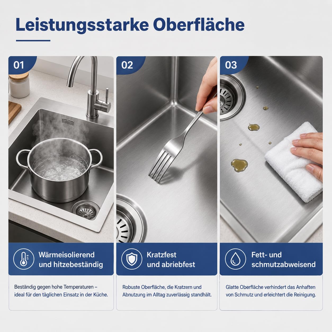 BONADE Spülbecken Edelstahl 40 x 34 cm, 1 Becken Küchenspüle Rechteckig, Moderne Küchenspüle mit Edelstahl Waschbecken, Siphon & Ausgussbecken, Stabil und Langlebig, Leicht zu Reinigen