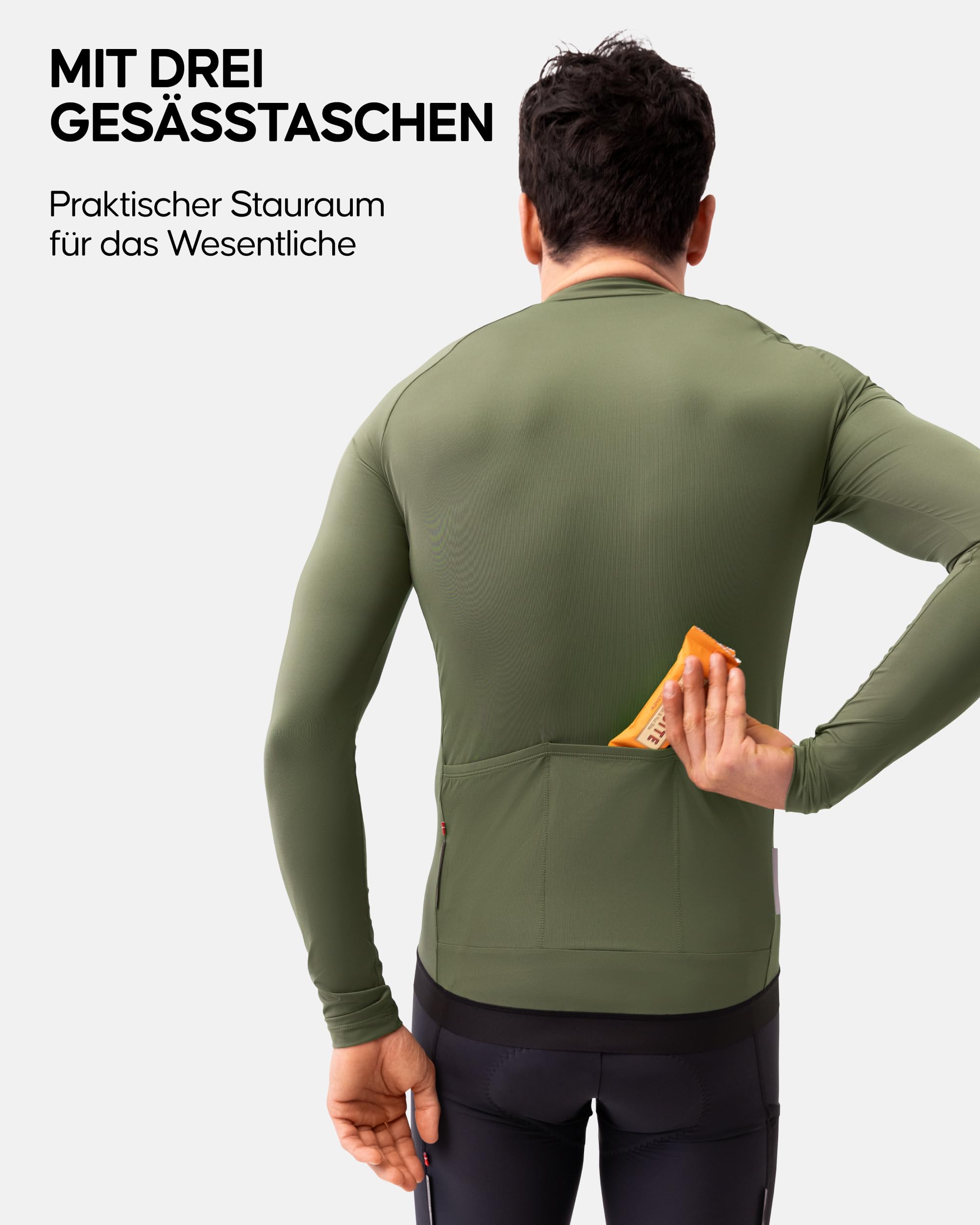 DANISH ENDURANCE Langarm Radtrikot Herren mit Reißverschluss, Fahrradtrikot mit Taschen, Schnelltrocknendes Rennradtrikot, Fahrradbekleidung Herren