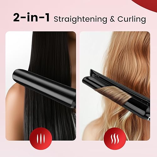 Miniatura 4 de PRITECH - Plancha y rizador de cabello 2 en 1 con plancha plana de titanio y rizador de cerámica, la mejor plancha plana para cabello fino,