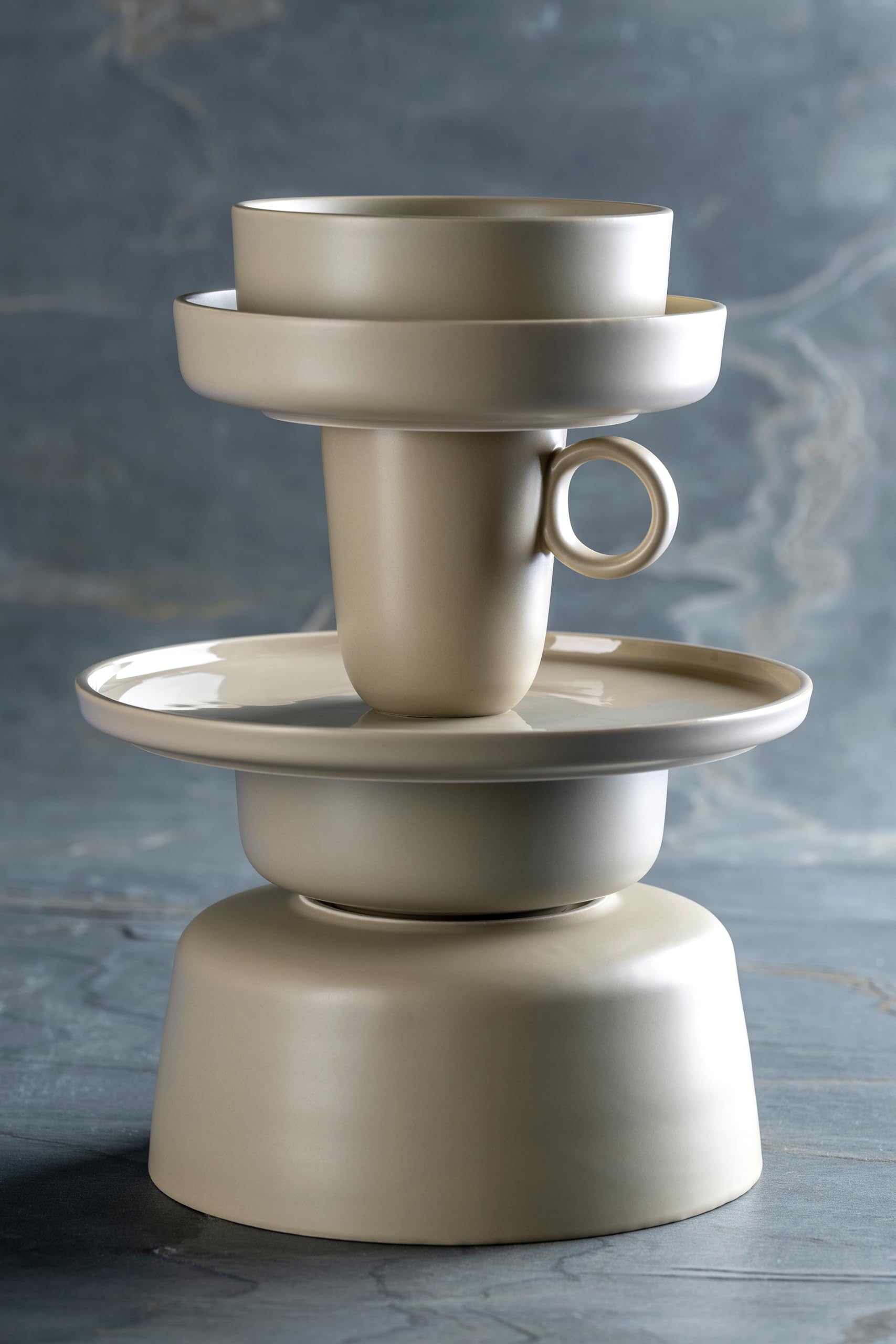 LEONARDO HOME Juego de 6 cuencos ROMA • Diámetro 15,7 cm • Apto para microondas y lavavajillas • Apilable • Vajilla de cerámica para 6 personas • Cuenco de postre, superficie ligeramente mate • beige