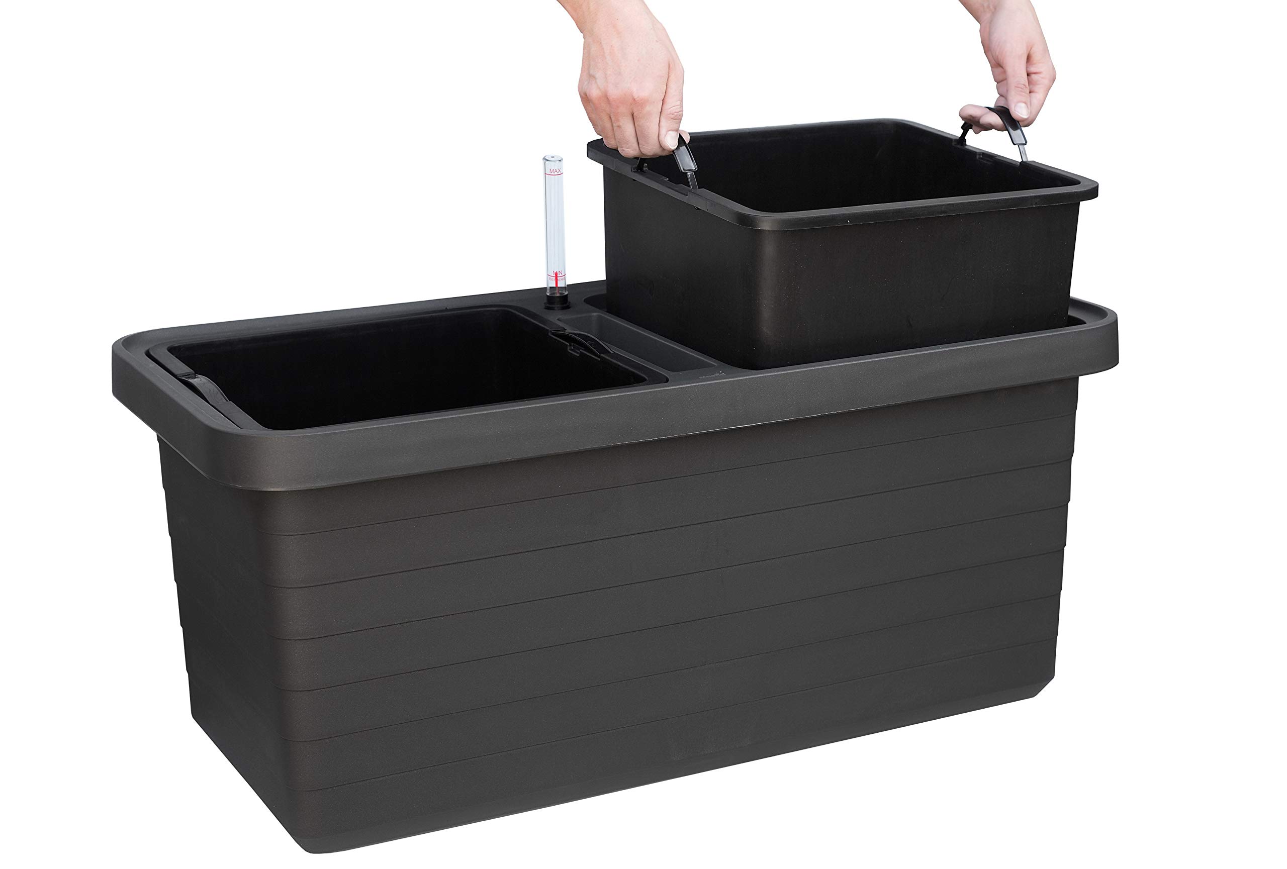 Alfresco Home 614-1742 Urbalive Berberis Duo Rectangle Wheels Self Watering Planter, Grey