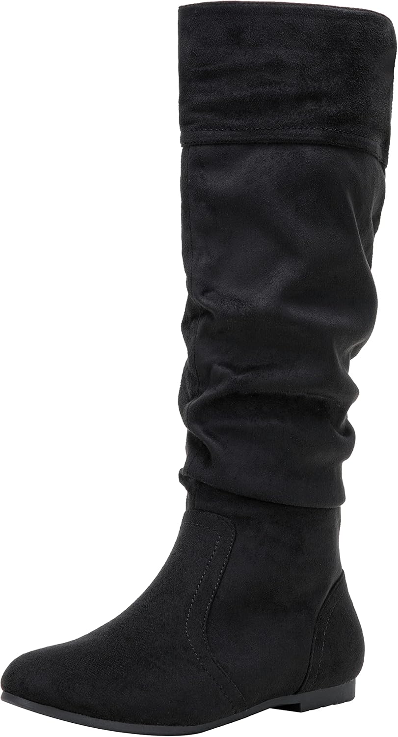 Knee High Slouch-9601-black Suede