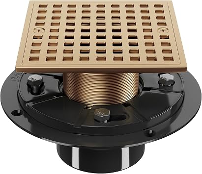 4 Inch Square Champagne Bronze Shower Drain Kit