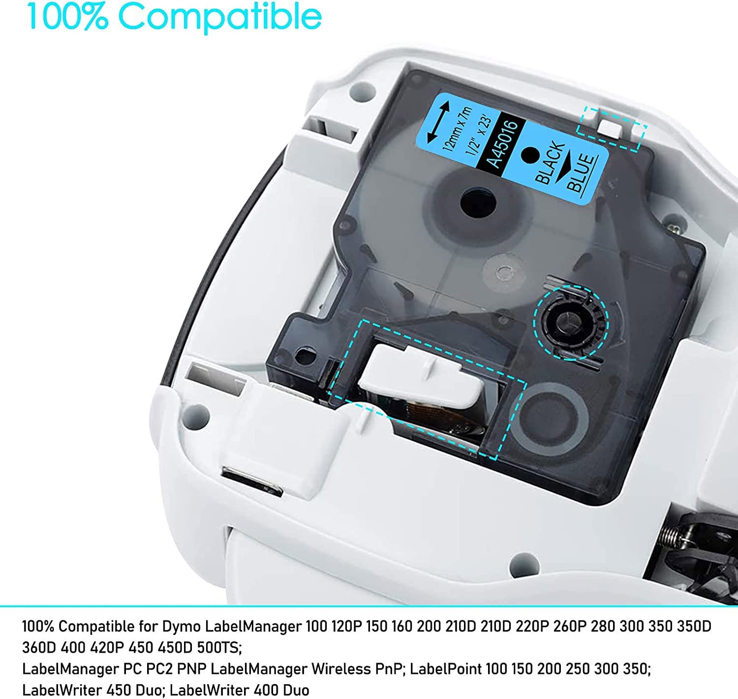 Amazon.com: Compatible with Dymo D1 45016 S0720560 Tape Cartridge  