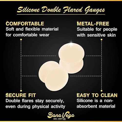 Miniatura 4 de BanaVega Acero inoxidable solo acampanado ensanchador de túnel de oído tapón pendiente lóbulo piercing joyería elegir tamaños