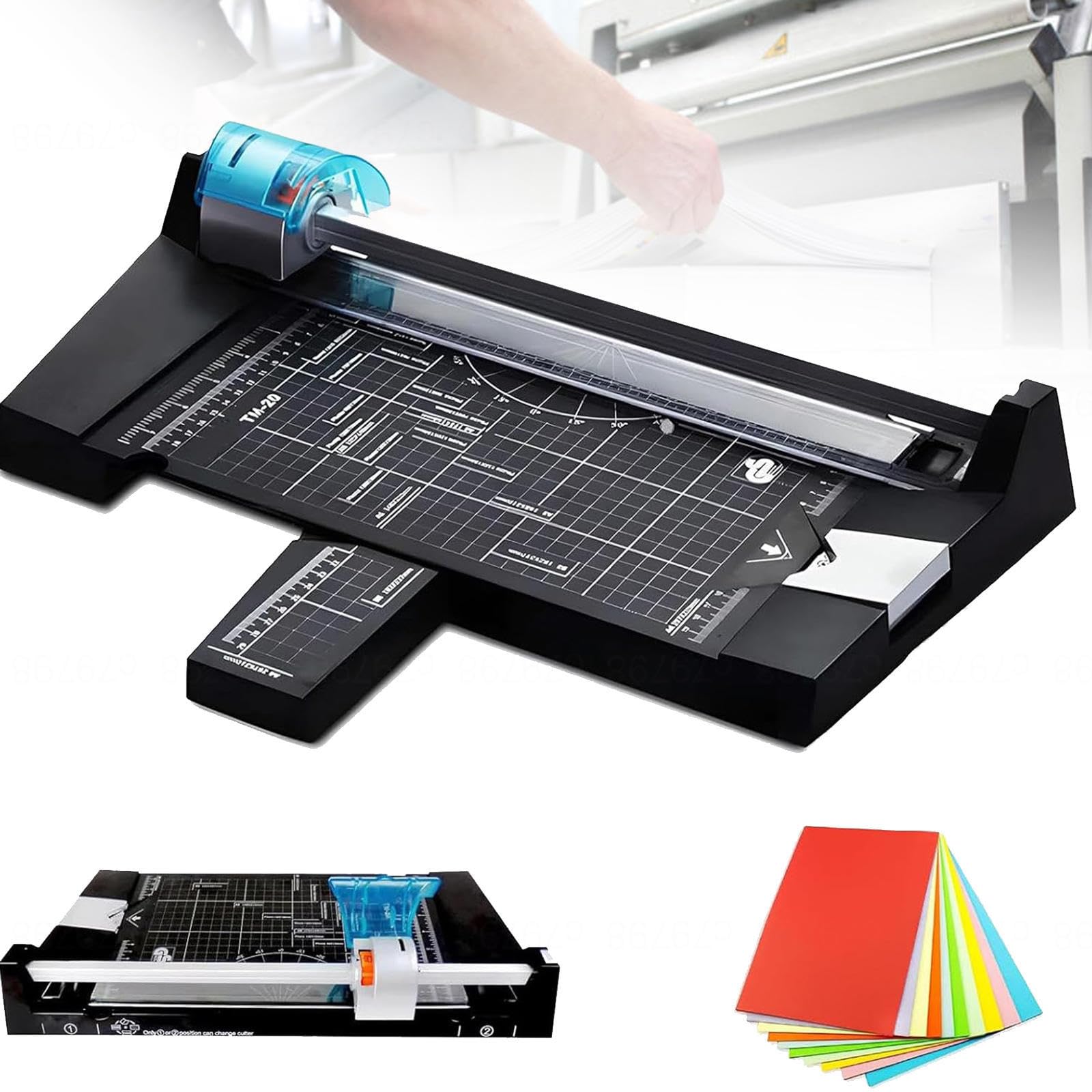 Taglierina manuale A4, taglierino rotante resistente con 4 lame per linee dritte, ondulate, tratteggiate e di piegatura, taglierina a ghigliottina per foto, carte e altro