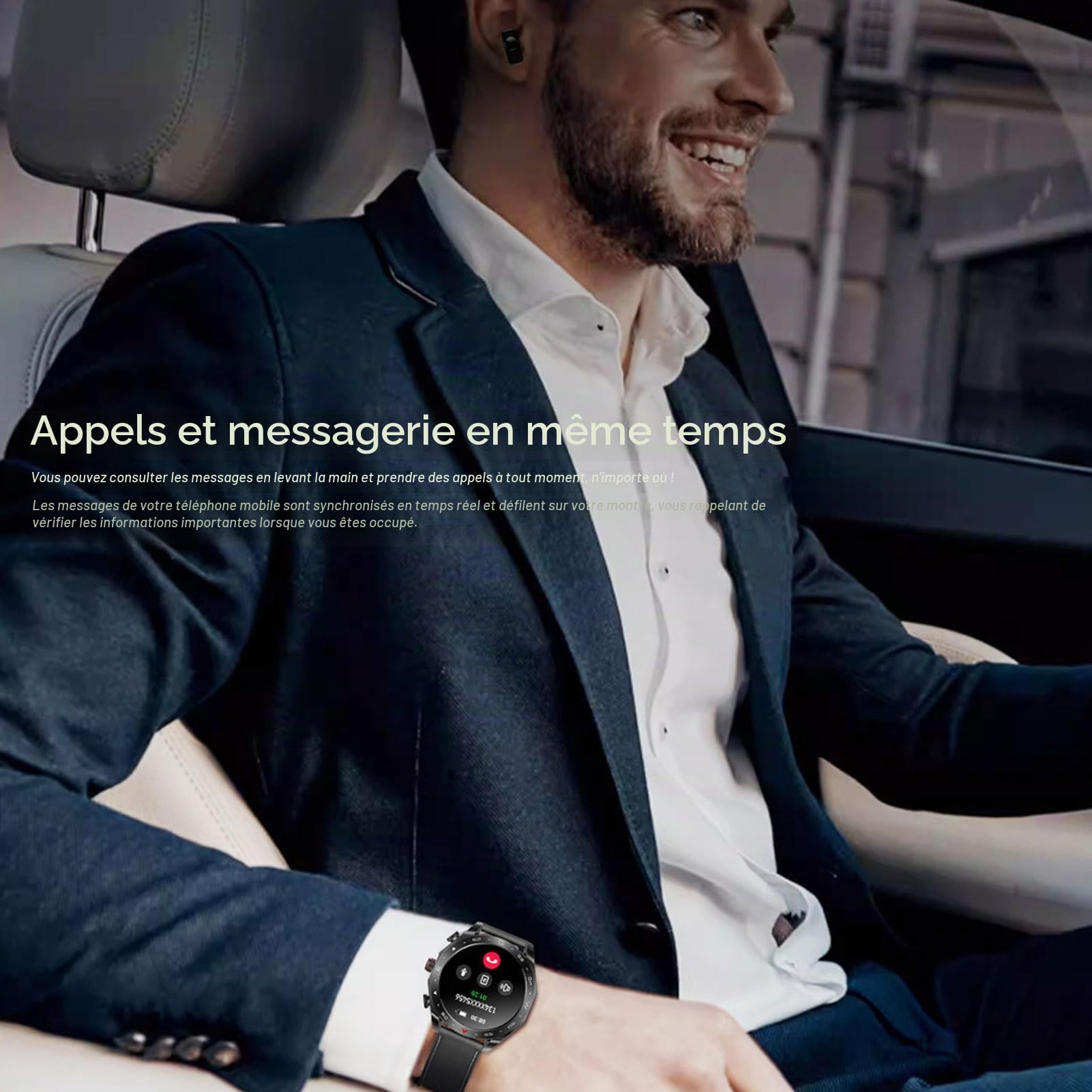 Montre Connectée 2 en 1 avec écouteurs sans Fil, Prévisions Météo, Minuterie, Alarme, Montre de Sport avec écouteurs Antibruit pour Hommes et Femmes