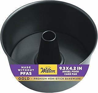 Wilton Gold Non-Stick 9.37 in. Angel Food Tube Cake Pan, Stainless Steel...
