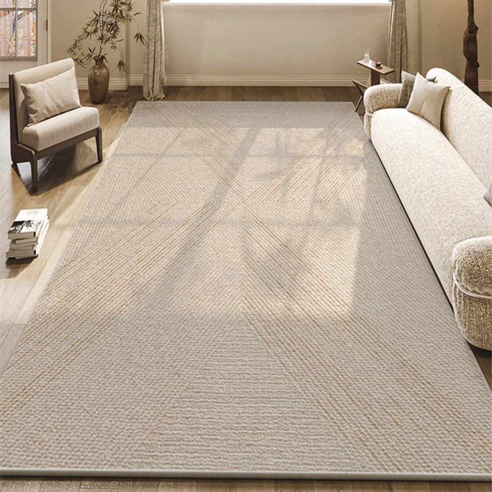 Tapis de luxe pour salon : l'élégance des rayures beiges