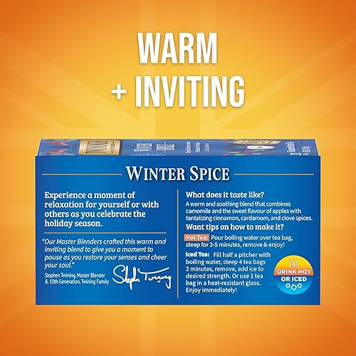 Miniatura 2 de Twinings Winter Spice - Té herbal de manzanilla, manzana, canela y clavo de olor, sin cafeína bolsas de té individuales, disfruta helado o caliente,