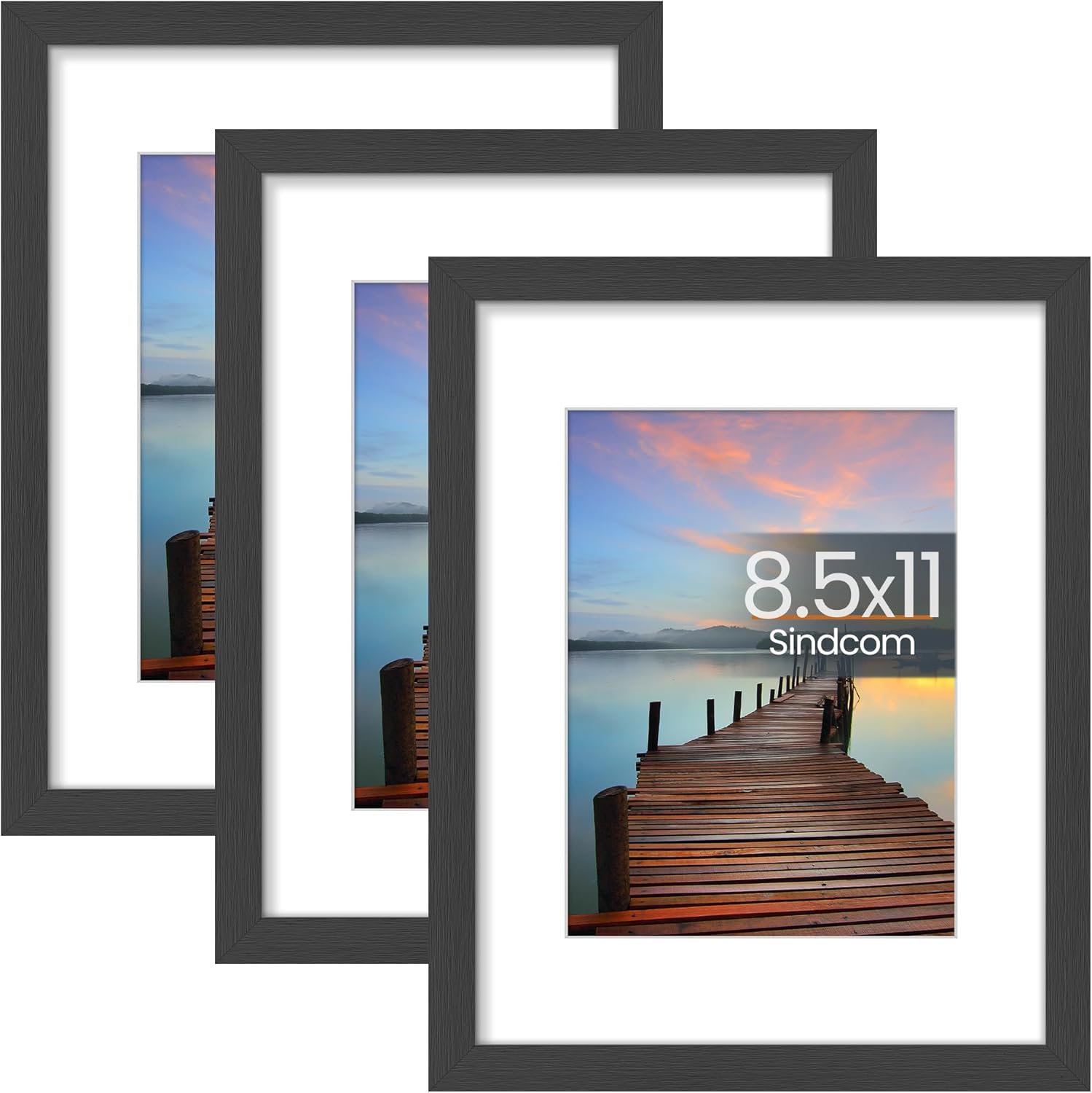 8.5x11 Picture Frame 3 Pack, Poster Frames with
