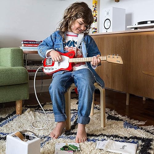 Miniatura 9 de Loog Mini guitarra eléctrica para niños para principiantes, amplificador integrado a partir de 3 años, aplicación de aprendizaje y lecciones