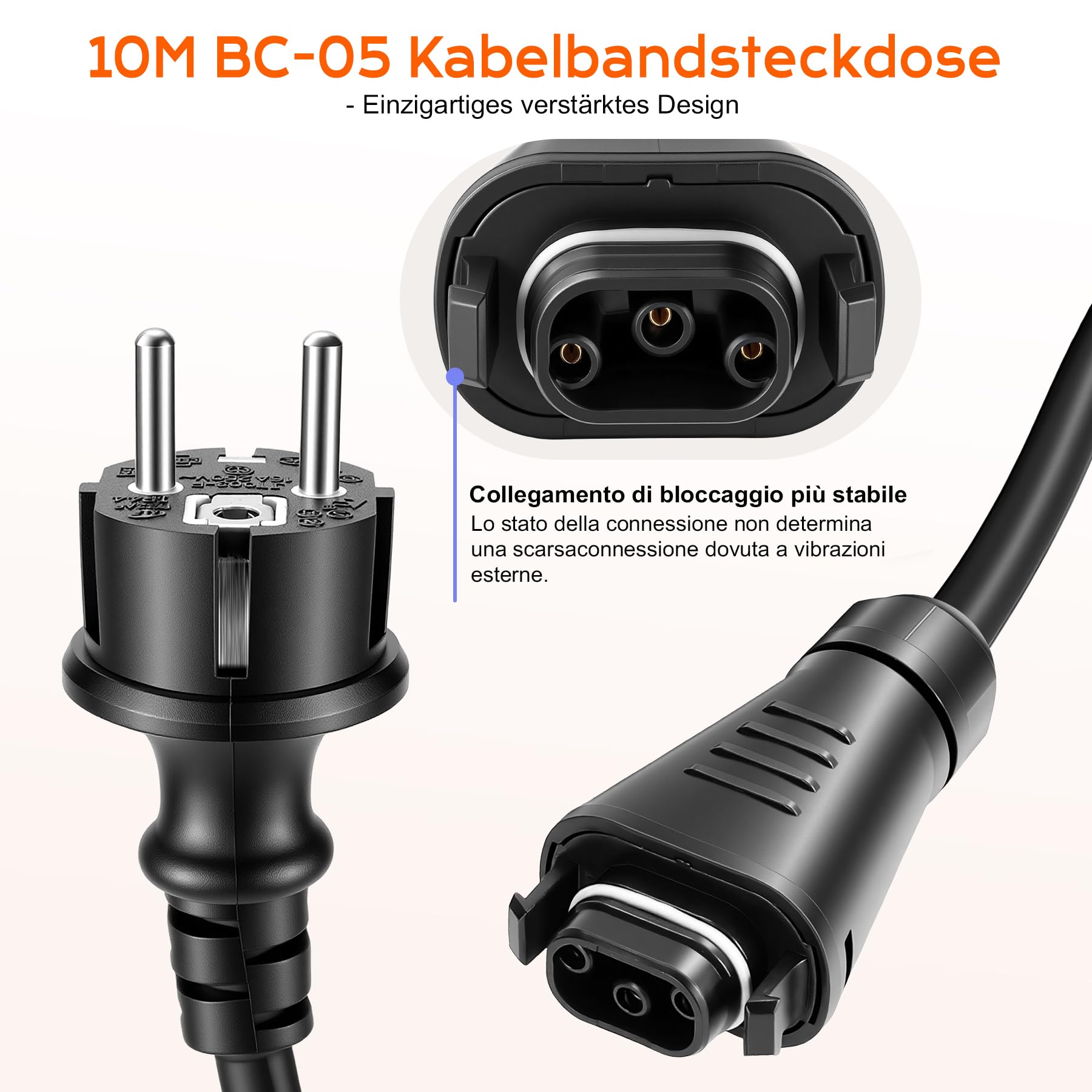 BC-05 kabel 10 m, gniazdo BC-05 z wtyczką Schuko, kabel przyłączeniowy, BC-05 z męską wtyczką BC-05 i wtyczką AC Schuko, 3 M/5 M/10 M/15 m do serii HMS