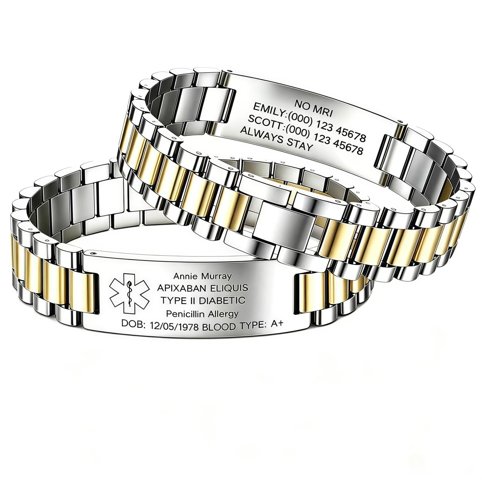 Custom Stainless Steel Medical Alert Bracelets for Men