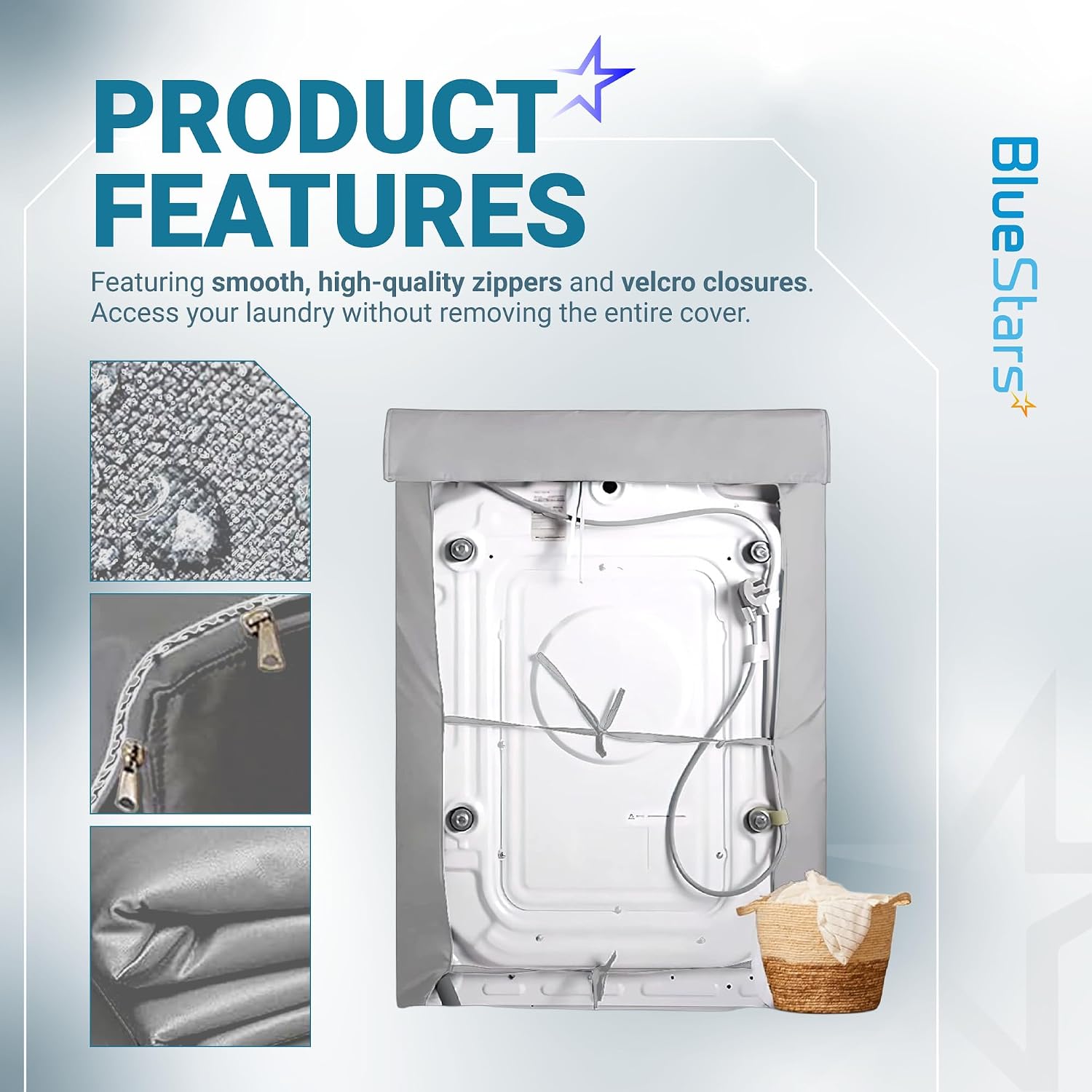 [NEW] BlueStars Cover for Top-Load Washers/Dryers - 29Wx 28Dx43H, Silver