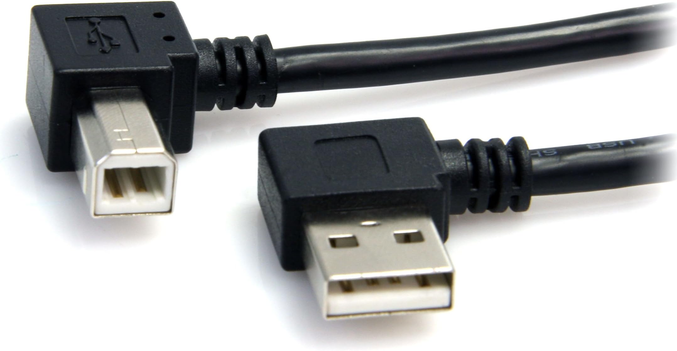 StarTech.com 3 ft / 91cm A Right Angle to B Right Angle USB Cable - 0.91m Right Angle USB 2.0 - 1x USB A 1x USB B - Black (USB2HAB2RA3)