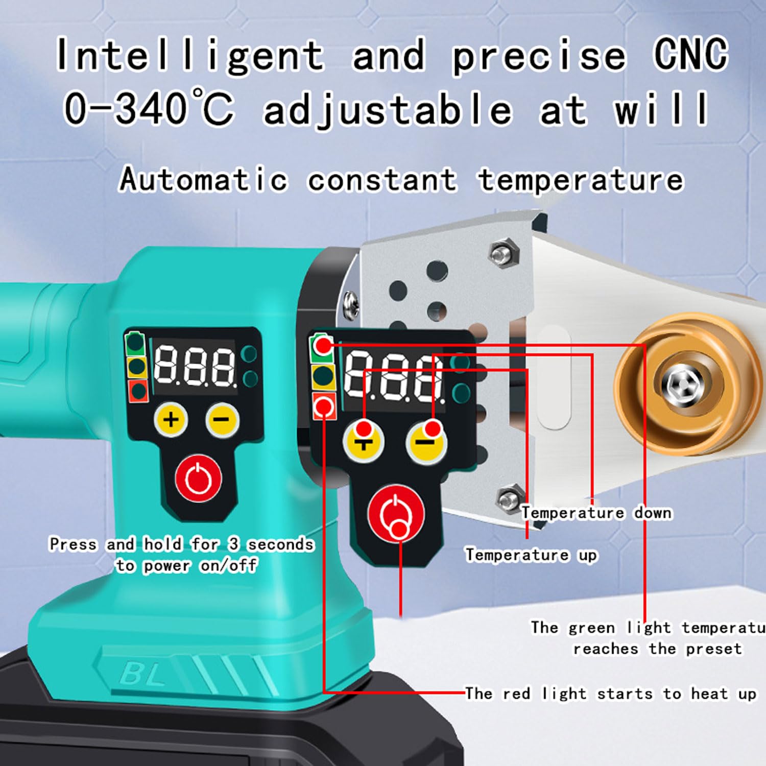 Hot Melter Per Tubi Dell'acqua Senza Fili, Saldatrice Per Tubi In Plastica 20/25/32/40/50/63, Controllo Preciso Della Temperatura Antiaderente 0-340 ℃, Strumento Per Saldare Tubi a Doppio Tubo