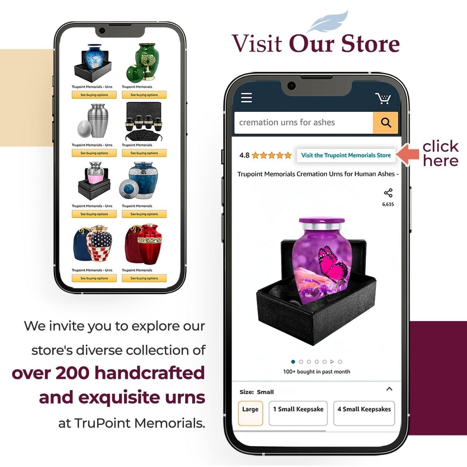 Trupoint Memorials Urnas de Recuerdo para Cenizas humanas, urnas pequeñas para Cenizas humanas, urnas en Miniatura para Cenizas con Bolsa de Terciopelo, urnas pequeñas para Cenizas humanas, Adultos,