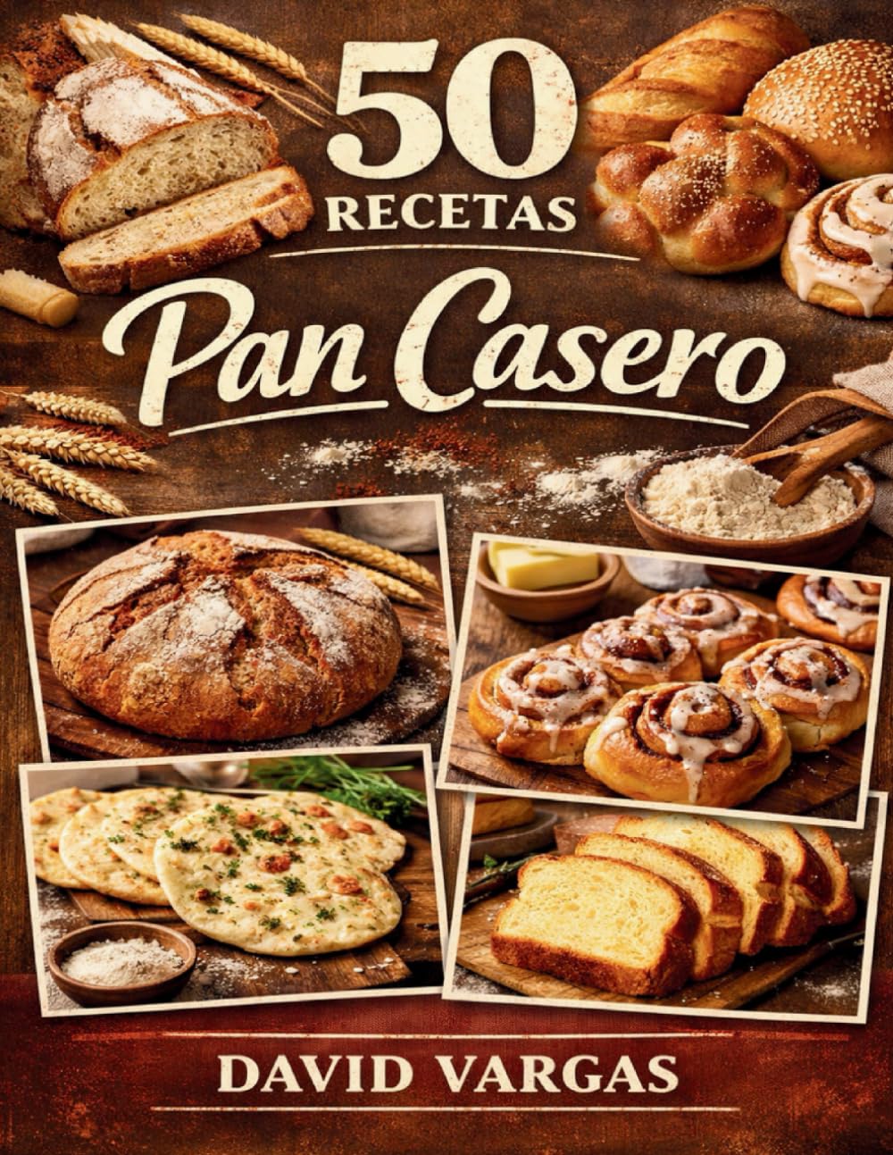 50 Recetas de Pan Casero: Hogazas artesanas, panecillos, masas dulces y panes planos horneados en casa