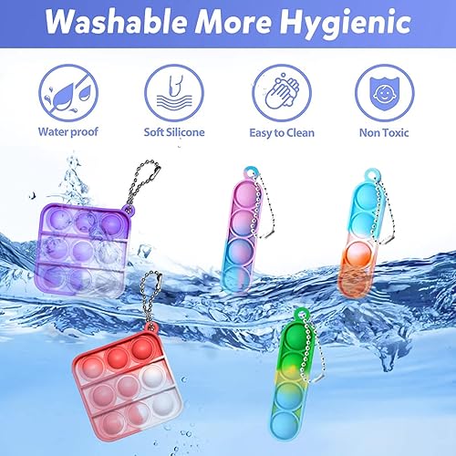 Miniatura 3 de 130 piezas de llavero para apretar para recuerdos de fiesta, mini llavero Pop It Fidget Toy a granel, relleno de piñata, cumpleaños, carnaval,