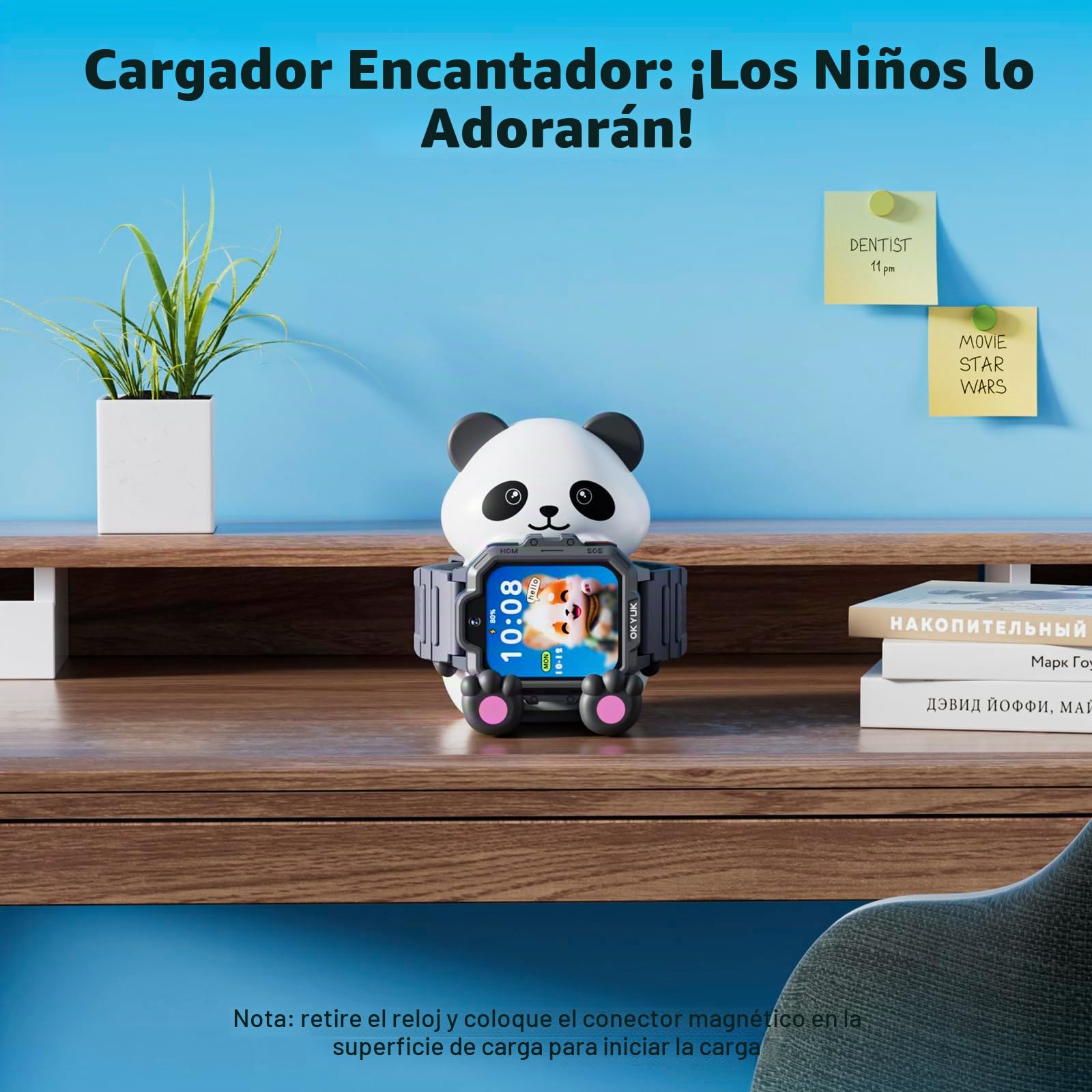 OKYUK Reloj Inteligente T17 4G para niños, Reloj GPS con función SOS, videollamada/Llamada telefónica/Chat de Voz/SMS, podómetro, Modo de Clase, cámara, Juegos de Rompecabezas, Reloj Inteligente para