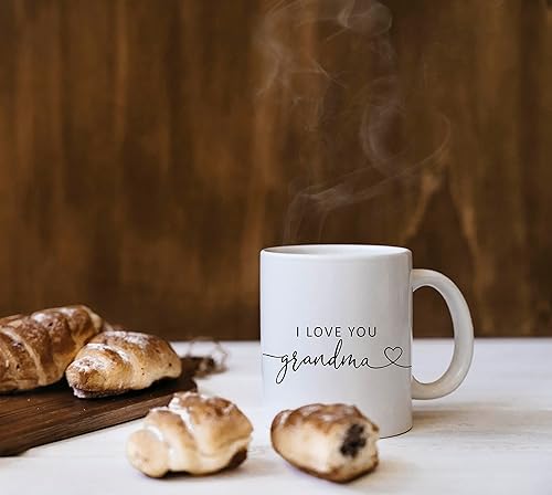 Vista 2 de QUICQOD Regalos para la abuela – Taza de café blanca con texto en inglés "I Love You Grandma - Regalos para abuela para cumpleaños de parte