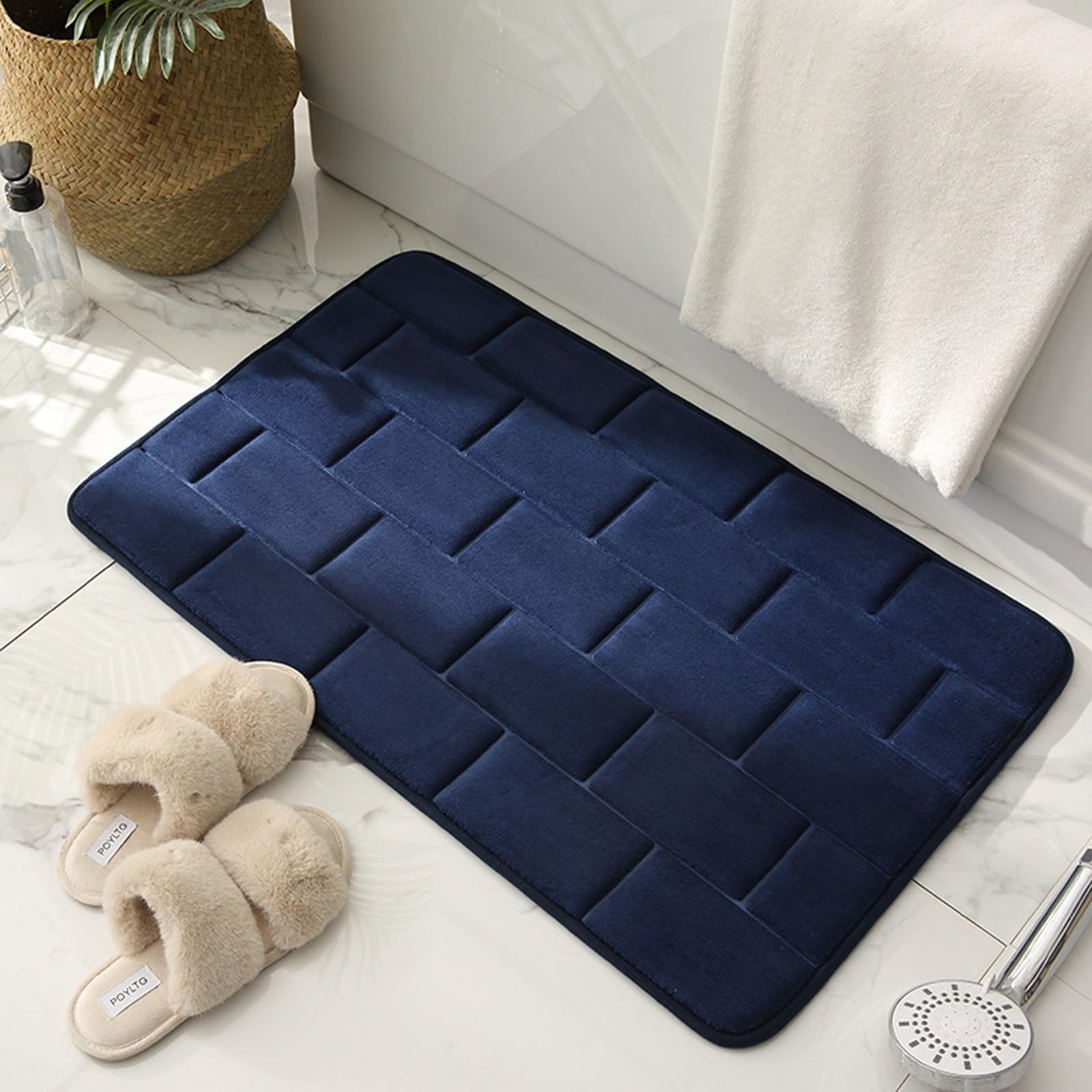 Tapis de bain en mousse à mémoire de forme bleu foncé 40x60 cm pour la baignoire