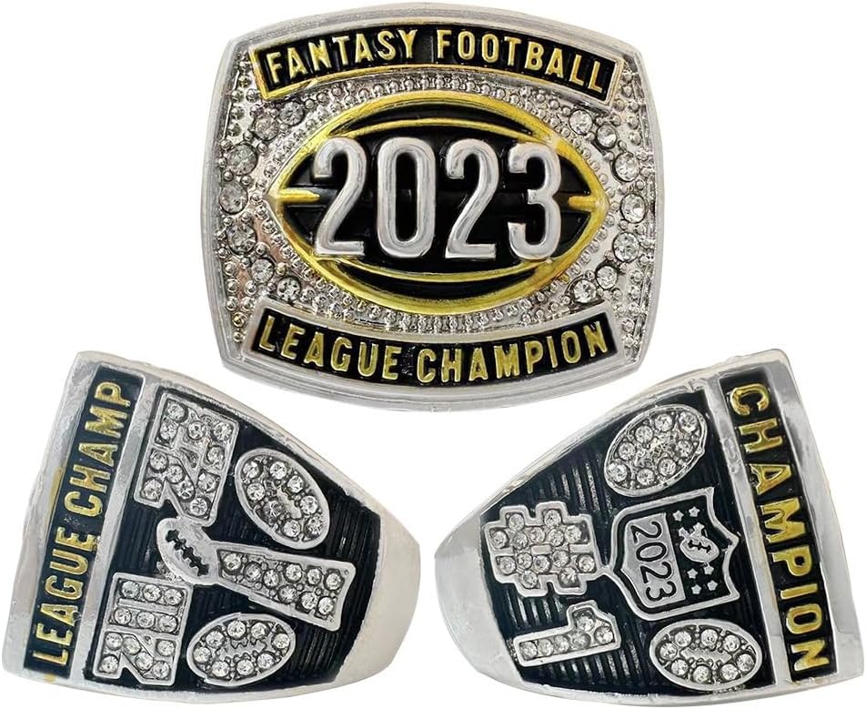8PCS 2023 Fantasy Football Rings Championship Rings Collection FFL Championship Trophy Gift Box Ring Display Box