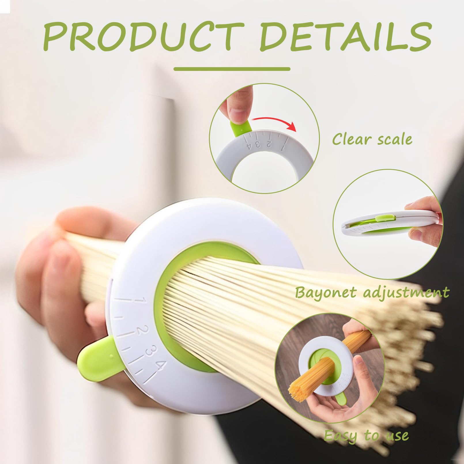 Medidores para La Pasta Medidores para Pasta Precisos con Diseño Rotativo Ideales para Evitar Desperdicio Utensilios para La Pasta Compactos y Elegantes Que Ahorran Espacio 2 Piezas