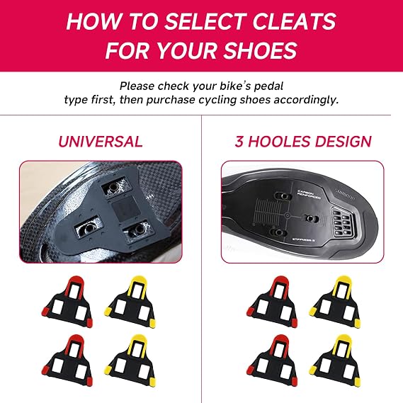 4pcs compatible with Shimano SPD cleats, durable non-slip pedal cleats for road and indoor bicycles (yellow/red)