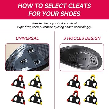 4pcs compatible with Shimano SPD cleats, durable non-slip pedal cleats for road and indoor bicycles (yellow/red)
