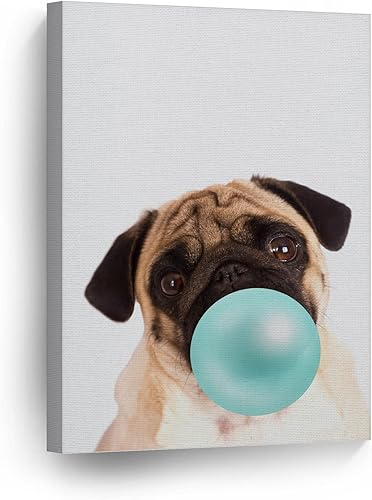 Smile Art Design Lindo cachorro carlino animal goma de mascar arte verde azulado lienzo impresiĂłn foto arte de pared decoraciĂłn del hogar, arte pop Smile Art Design Lindo cachorro carlino animal goma de mascar arte verde azulado lienzo impresiĂłn foto arte de pared decoraciĂłn del hogar, arte pop