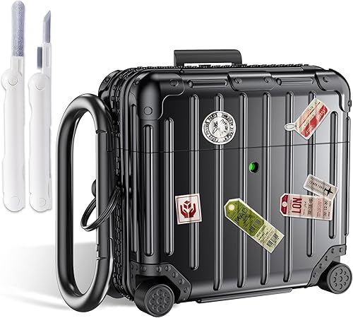 Miniatura 10 de KOREDA Funda compatible con AirPods 4, divertida funda de diseño de maleta para Airpods de 4ª generación 2024, bonita funda protectora rígida a la