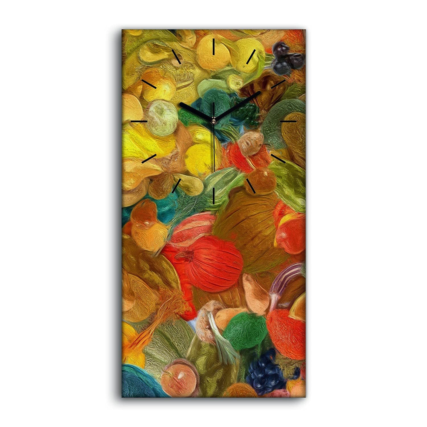 Horloge sur Toile Abstraite 30x60cm Art Mural Salon sans Tic-Tac