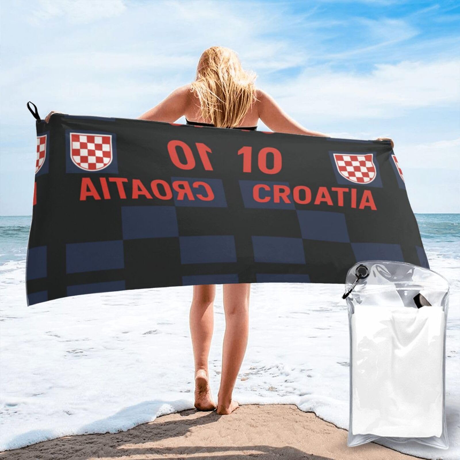HLBSDM Croatia Print Beach Towel Quick Dry Portable for Swimming Yoga Travel Campers