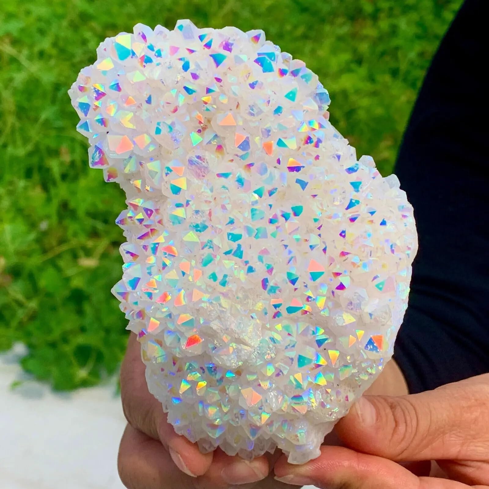 AUOQKQUT Color Crystal Cluster electroplated Stone Purification Home Office Decoration Gift Home Decor(350-400g)