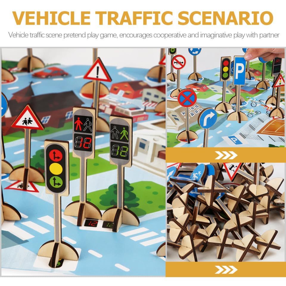 Jeu éducatif de panneaux de signalisation en bois pour cadeau - 6