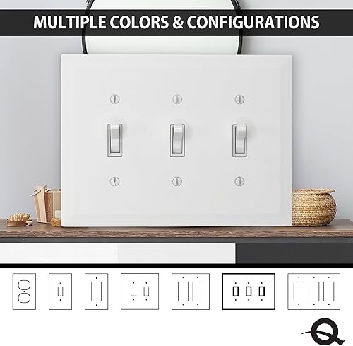 Miniatura 41 de Questech Cubiertas de tomacorrientes, placas de pared dúplex individuales, placas de interruptor de 1 banda, tamaño estándar, cubiertas de toma