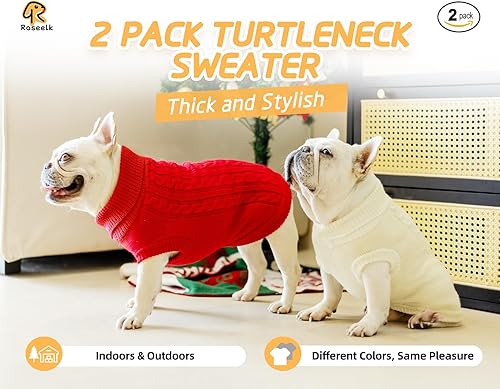 Miniatura 2 de Paquete de 2 suéteres para perros pequeños  Ropa cálida mediana para cachorros en invierno, diseño de cuello alto para niños, niñas, mascotas,