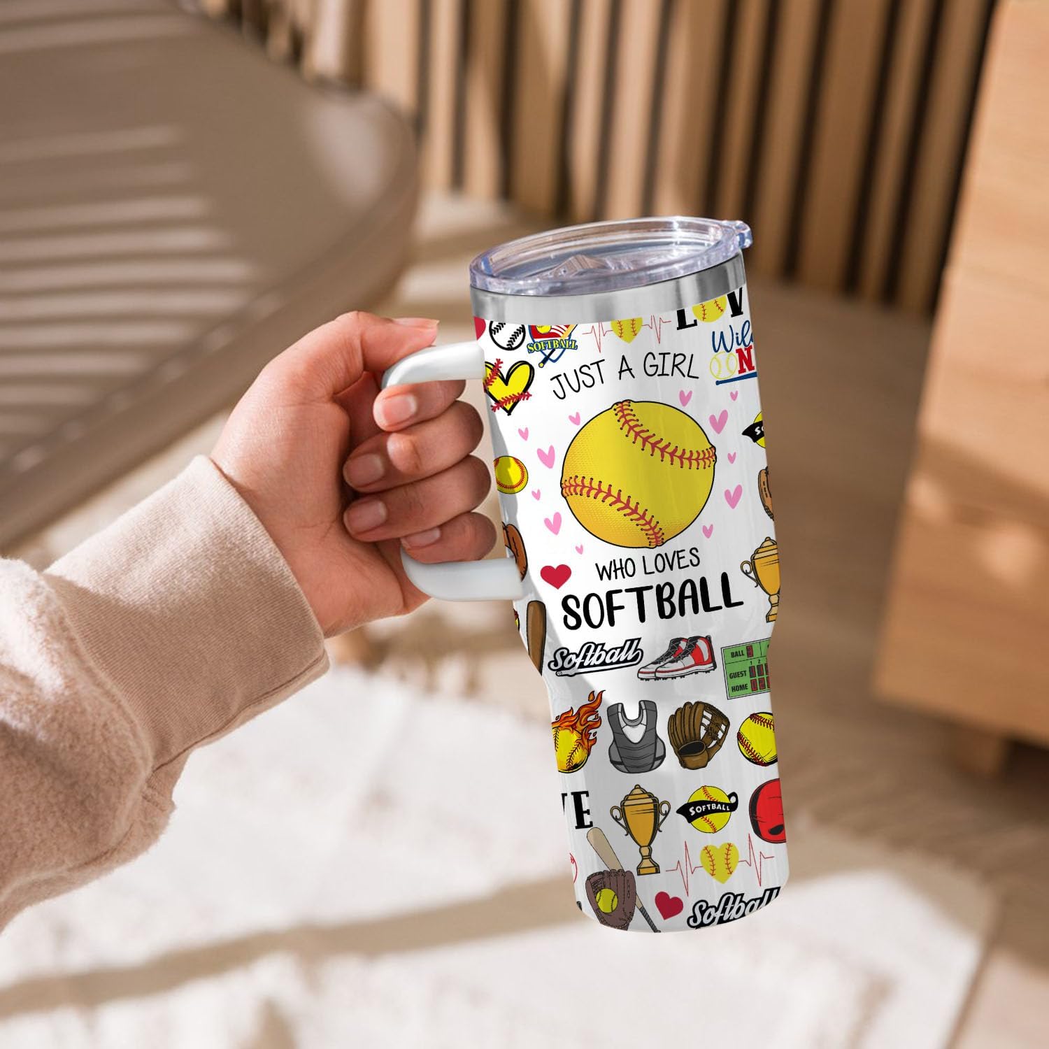 Softball Tumbler 40 oz,Softball Travel Mug for Softball Lover Birthday,Christmas,New Years (Softball) - Image 3
