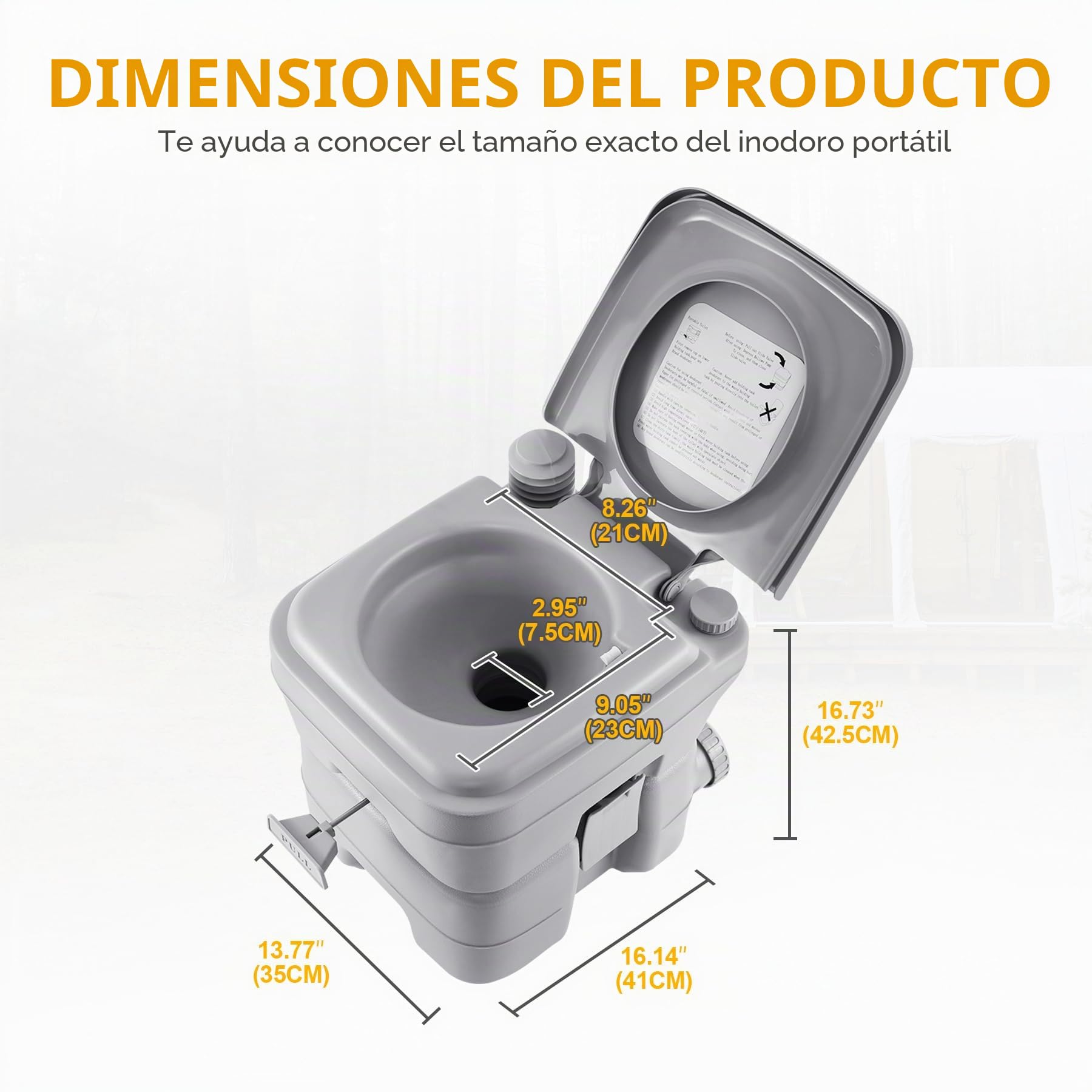 Samger 20L Inodoro Portatil, Químico Baño WC con Tapa de Inodoro, Desmontable Inodoro, Extraíble Químico Carga Máxima de 130kg para Autocaravana Camping RV