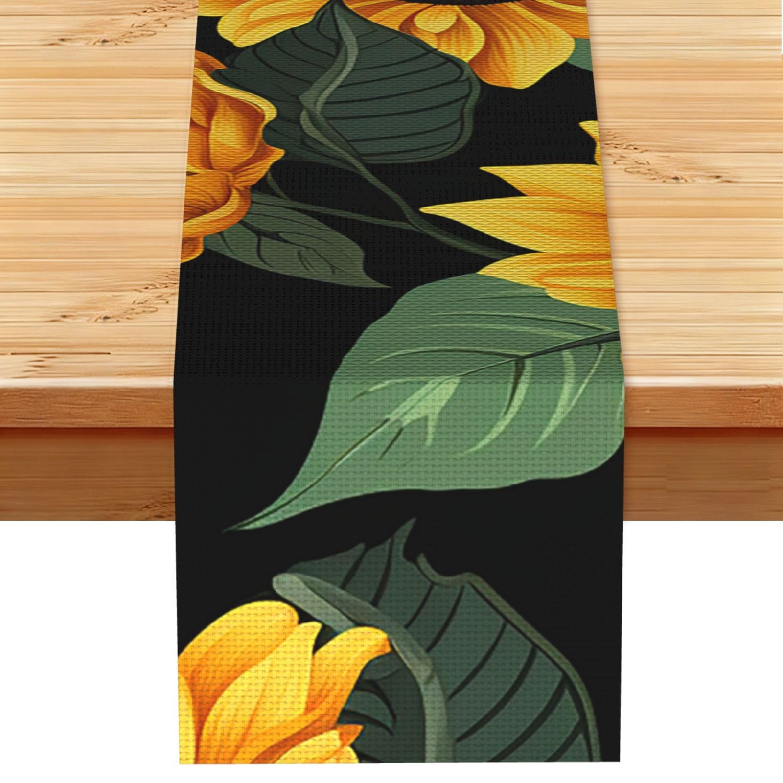 Sunflower Pattern Table Runner 13x72 Inch Cotton Linen Table Linen Washable Farmhouse Tablecloth Modern Abstract Art Kitchen Dinning Table Decoration for Home Party Decor