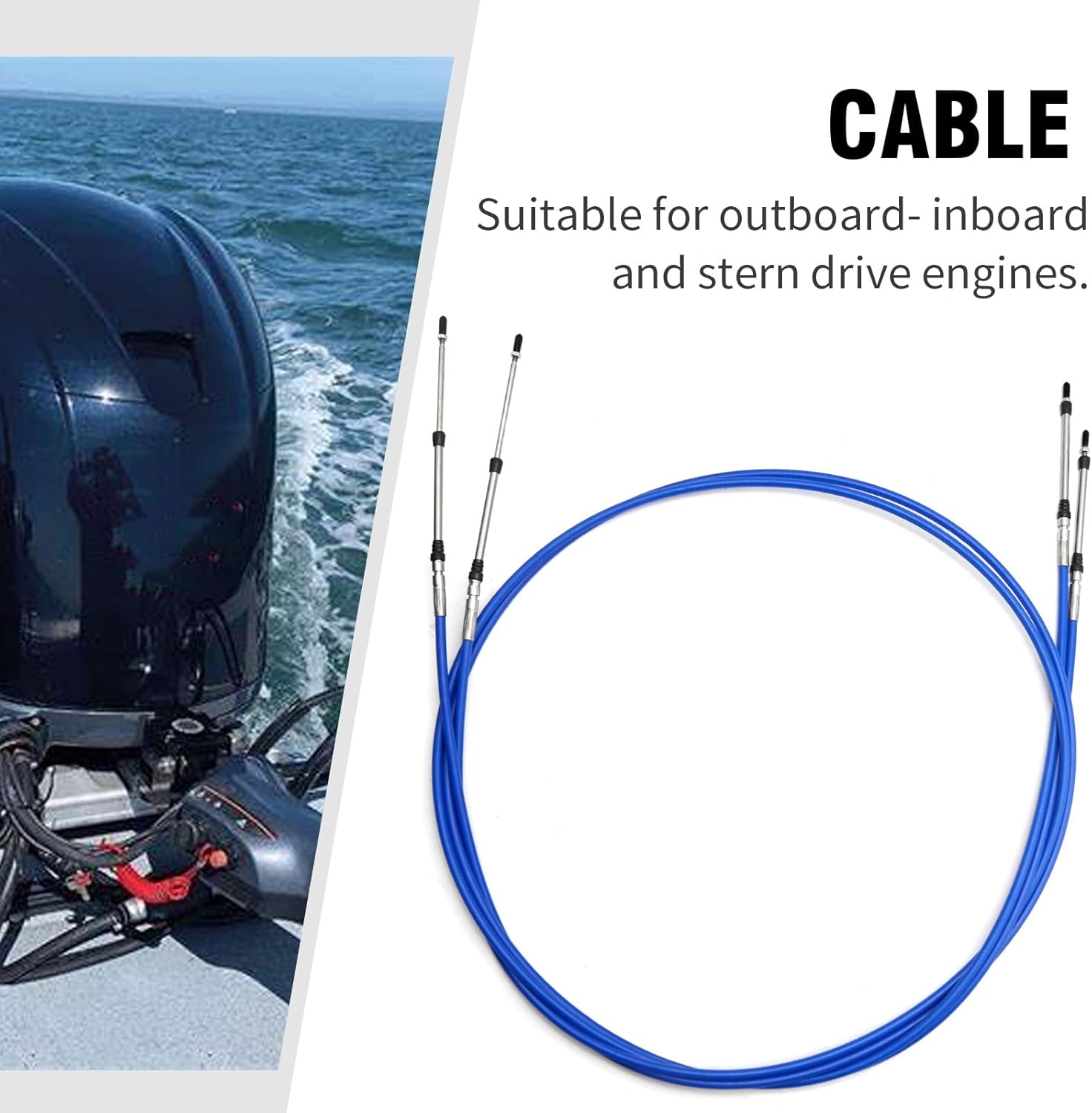 2Pcs Marine 33C Throttle Shift Remote Control Box Cable Replacement for Yamaha Outboard Engine Boat Motor Steering System Blue 13FT