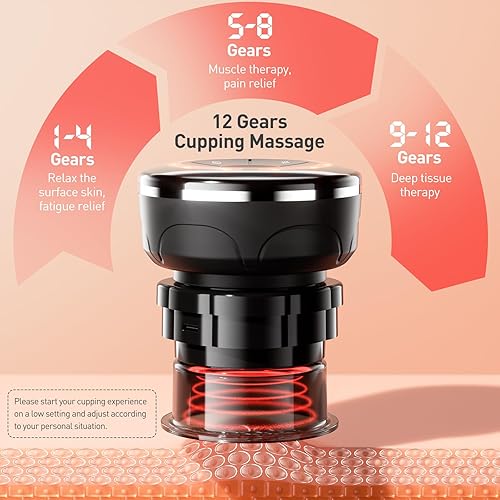Miniatura 4 de UBALANCE Kit de ventosas para terapia de masaje, juego de terapia de ventosas, 6 tazas, máquina eléctrica inteligente de ventosas, masajeador de