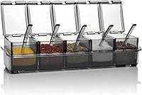 Vista 13 de V·RESOURCING Caja de condimentos transparente, 3 piezas de recipientes de especias con soporte para condimentos, sal y azúcar, con 3 cucharas