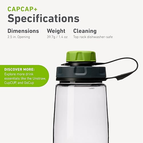 Miniatura 5 de humangear capCAP+  Converts Wide-Mouth Openings  Secure Easy Open  Food-Safe Material  Water Bottle Accessory