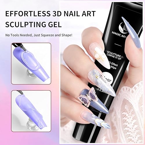 Miniatura 3 de Gel de uñas 3D de 0.53 oz para esculpir uñas para diseños de arte de uñas, gel de moldeo de antojos de uñas para gel 3D, pintura de dibujo, gel de